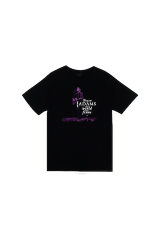 Beyaz Bryan Adams Baskılı T-shirt SIYAH