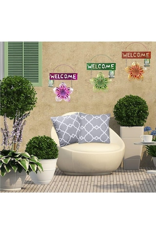 Balkon,bahçe Ve Oda Hoşgeldiniz Tabelası 3 Lü Set Çiçekli 26x20x0 Diğer