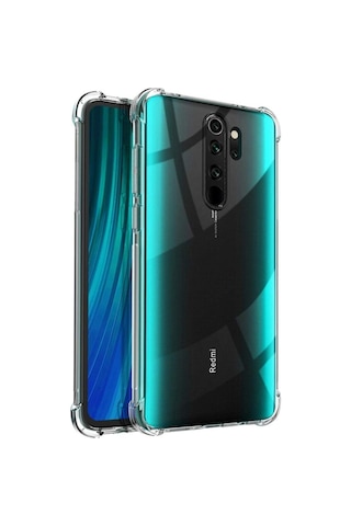Xiaomi Redmi Note 8 Pro Kapak Kamera Korumalı Antişok Airbag Köşe Korumalı Silikon Şeffaf Kılıf
