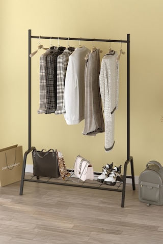 Bofigo Konfeksiyon Askısı Ayaklı Askılık Elbise Askılığı Raflı Askılık Venüs Siyah