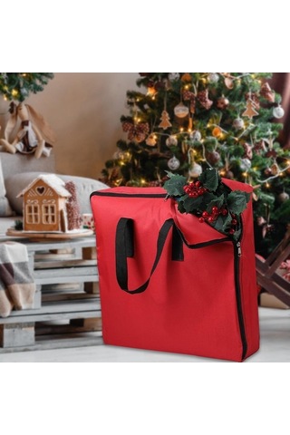 Trendooze Çelenk Korumalı Saklama Çantası - Kırmızı Ev Düzenleyici Yapay Tutucu Kırmızı