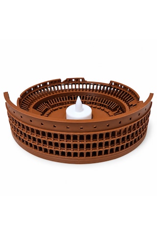 Dekoratif Kolezyum Mumluk 3d Baskı Roma Amfitiyatrosu Tasarımlı Led Mumluk Kahverengi Masa Ve Ev Dekoru