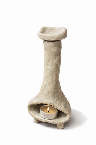 El Yapımı Stoneware Seramik Buhurdanlık Ve Tütsülüğü Doğal Form Palo Santo & Mum Cogo Seramik