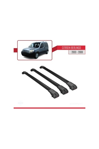 Citroen Berlingo 2003-2008 Arası İle Uyumlu Ace-1 Ara Atkı Tavan Barı Siyah 3 Adet Bar