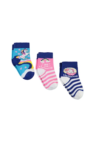 Civil Socks Kız Çocuk 3'lü Çorap 3-12 Yaş Mavi 09a83414424w1 Mavi