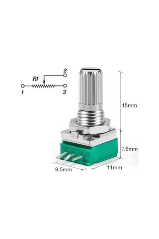 3 Pin 50kohm Potansiyometre B50K Pot Başlıklı Tırtıklı 15mm Döner Ayarlanabilir