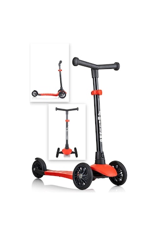 Wellgro Turbo 3 Tekerli Yükseklik Ayarlı Scooter, Kırmızı Kırmızı