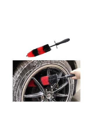 Symbee Araç Jant Temizleme Fırçası, Kırmızı-siyah Çift Renk, Detaylı Temizlik İçin Pratik Çözüm