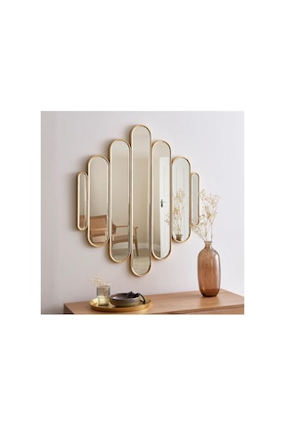 73x80 Konsol Aynası/lüks Ayna/dekor Aynası/salon Aynası/çerçeveli Duvar Aynası Gold 70 X 80 Çok Renkli