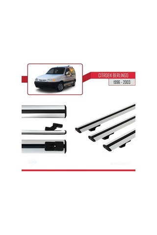 Citroen Berlingo 1996-2003 Arası İle Uyumlu Basic Model Ara Atkı Tavan Barı Gri 3 Adet