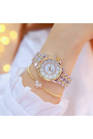 Leezsing Şık Kadın Kol Saati - Altın Ve Gümüş Renk Seçenekli Su Geçirmez Kuvars Saat Çok Renkli
