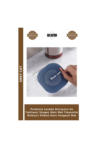 Premium Lavabo Koruyucu Su Tahliyesi Süzgeç Matı Mat Tıkanıklık Önleyici Silikon Kare Süzgeçli Mat Mat Siyah