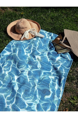 Kadife 70x140 Cm Unisex Renkli Desenli Plaj Havlusu Baveno Mavi