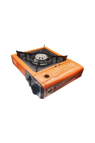 Rox Camping 0189 Tekli Portatif Kamp Ocak - Turuncu, Rüzgarlıklı, Ekstra Gaz Girişli