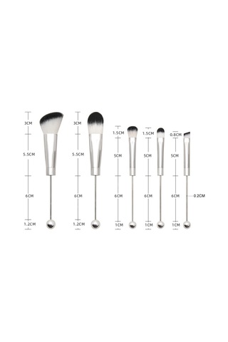 Sones 5'i 1 Arada Metal Saplı Dıy Boncuklu Makyaj Fırçası Seti Allık Gevşek Pudra Eğimli Göz Farı Fırçası, Renk: Gül Altını