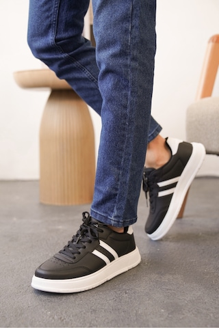 Daxors D0163 Günlük Ortopedik Erkek Sneaker Spor Ayakkabı Siyah-beyaz