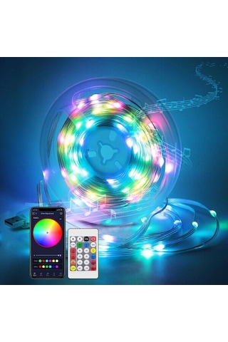 Usb'li 5v Yılbaşı Led Işık Dış Mekan, Rgb Pixel Akıllı Peri Led 10 Metre