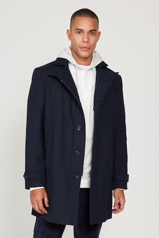 Ac&Co / Altınyıldız Classics Erkek Lacı Standart Fit Normal Kesim Dik Yaka Yünlü Desenli Kaban Lacivert
