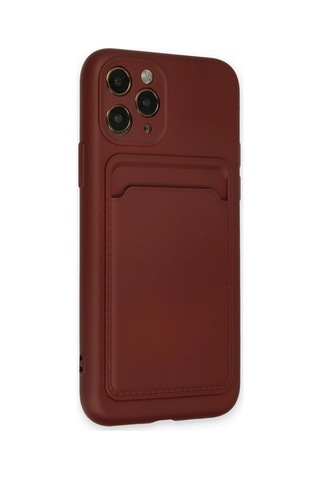 Apple iPhone Uyumlu 11 Pro Kılıf Kelvin Kartvizitli Silikon - Bordo Çr