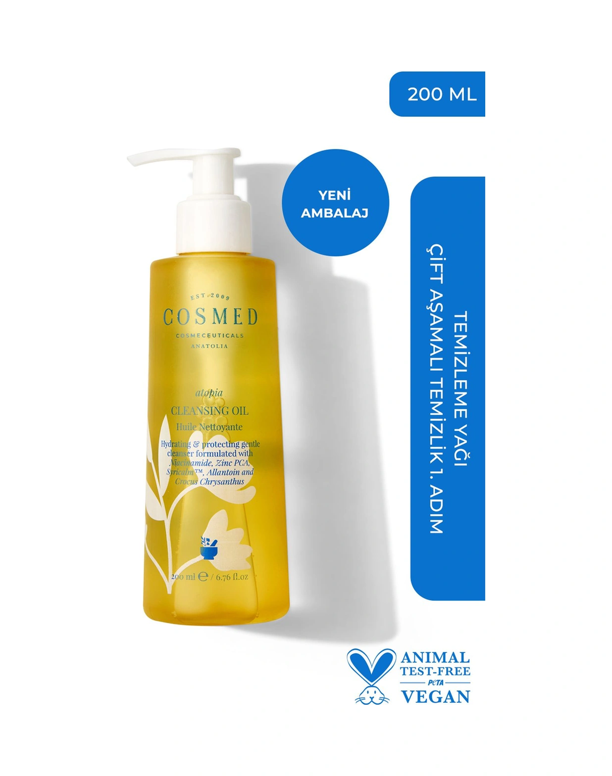 Cosmed Atopia Cleansing Oil - Yüz Ve Vücut İçin Temizleme Yağı - Yağ Bazlı Temizleyici 200 ml