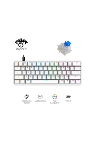 Leaven K620 Blue Switch Kablolu USB Type-c RGB Mekanik Oyuncu Klavyesi