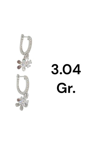 Çiçek Figürlü 925 Ayar Gümüş Taşlı Küpe Şık Ve Zarif Tasarım Gümüş