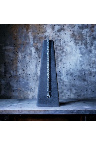 Kesebe Gümüş Renk, Modern Halkalı Paslanmaz Çelik Erkek Bileklik 21 Cm Çok Renkli