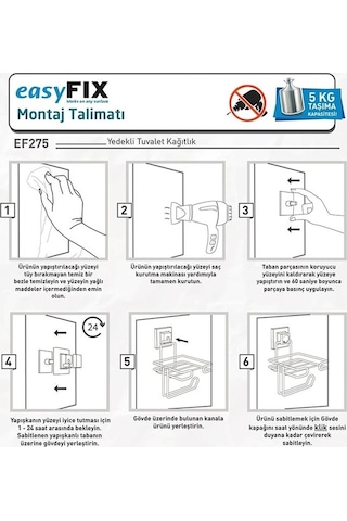 Tekno Tel Ef-240 Yapışkanlı Banyo Mutfak Kağıt Havluluk Siyah