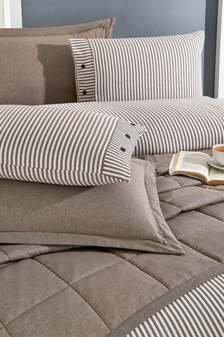 Life %100 Pamuk Nevresim Takımı Ve Yatak Örtüsü 7 Parça Bej Bej