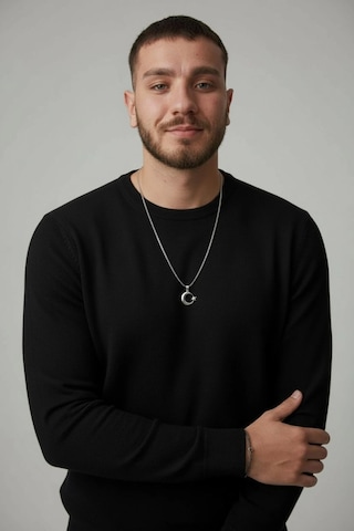 Ay-yıldız Erkek Çelik Kolye Gümüş