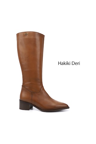 Gönderi(R) Gönderi R Kadın Taba Sivri Burun Kalın Topuklu Hakiki Deri Çizme Gkzc13452511 Taba