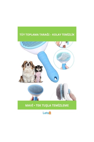 Otomatik Temizlenen Kedi Köpek Tüy Tarama Fırçası Mavi