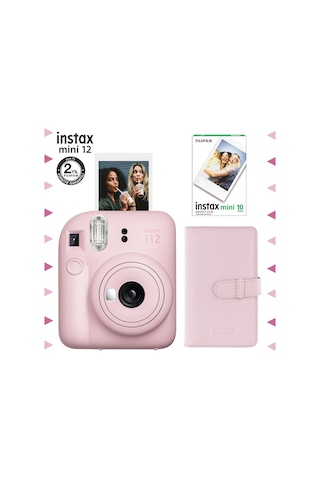 Fujifilm Instax Mini 12 Fotoğraf Makinesi + 10'lu Film + Laporta Albüm Pembe