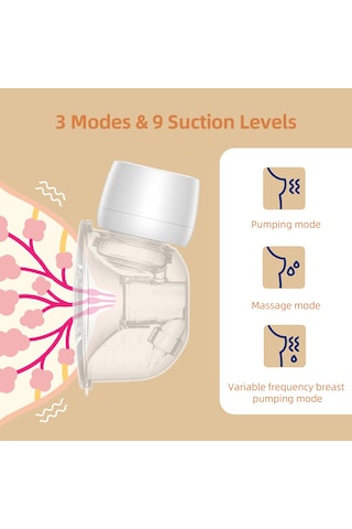 Moveevo Giyilebilir Göğüs Pompası Eller Serbest Elektrikli Göğüs Pompası Emzirme İçin 3 Mod 9 Emiş Seviyesi Düşük Gürültü