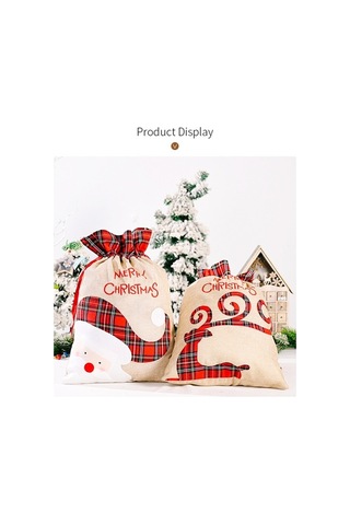 Fortunelane Noel Hediyesi: Kırmızı Kumaş Santa Desenli 55x38cm Çantacı - Çok Renkli, 1 Adet/ Çok Renkli