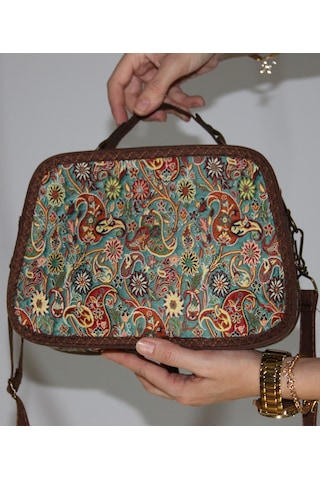 Pujiva Omuz Çantası, Kol Çantası, Etnik Tarz Kilim Desenli, Askılı Çanta, Günlük Çanta En 25 Bo 19 D 8 Yeşil