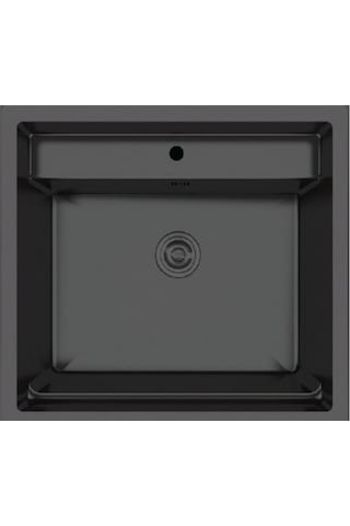 Crauf Poli 6301 Pvd Füme Tek Gözlü 51x58 Cm Paslanmaz Çelik Mutfak Eviyesi Füme