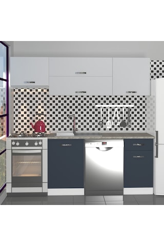 Decoraktiv Elite 220 Mdf Hazır Mutfak Dolabı - Tezgah Dahil - Antrasit - Buz Gri Diğer