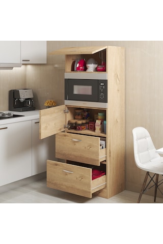 Mikrodalga Fırın Raflı Kapaklı Çekmeceli Çok Amaçlı Hazır Mutfak