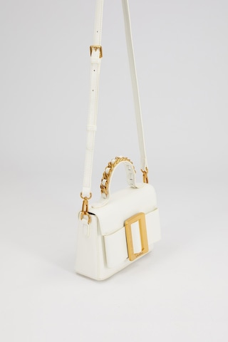 Beyaz Zincir İşlemeli El Çantası Beyaz