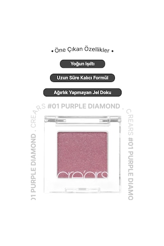 Cre'ars Yoğun Işıltılı Jel Yapılı Tekli Far Diamond Glow Eyeshadow 01 Purple Diamond