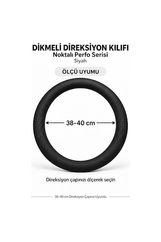 Trobus Kia Sorento 2024 Ve Sonrası Uyumlu Dikmeli Direksiyon Kılıfı Noktalı Perfo Siyah