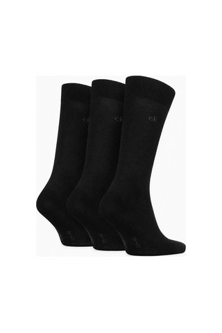 Calvin Klein Men's Cotton Crew Socks With Ck Logo 3 Pack Black Erkek Pamuklu Uzun Çorap 3 Lü Pkt Siyah