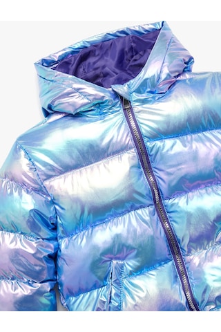 Koton Kapşonlu Fermuarlı Parlak Şişme Mont Mavi 6wkg20023aw Mavi