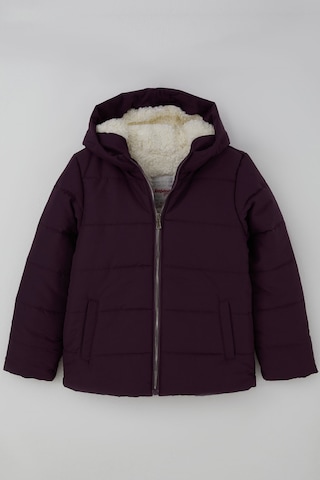 Kabancı Kız Çocuk Mont İç Kısmı Peluş Kapüşonlu Fermuarlı 6-9 Yaş , Mürdüm