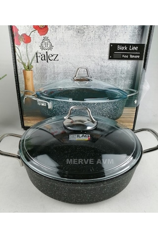 Falez Black Line Alüminyum Döküm Granit Karnıyarık Tencere 28 CM