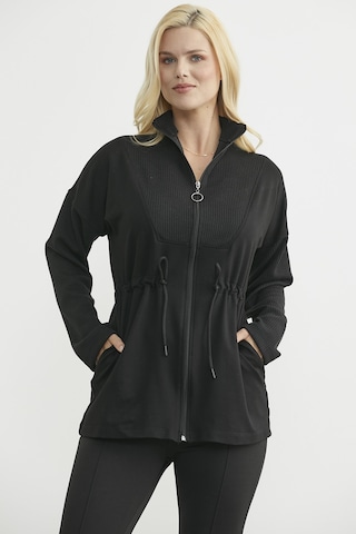 Dik Yaka Tam Fermuarlı Tunik - Siyah Siyah