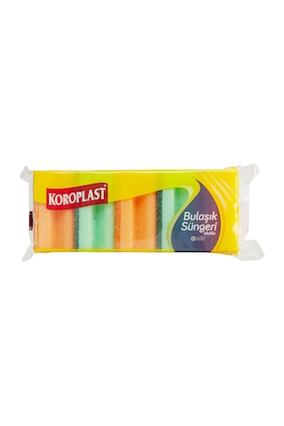 Koroplast Çift Taraflı Oluklu Bulaşık Süngeri 5'li, Çizik & İz Bırakmaz, Yağ Ve Leke Çıkarıcı Mutfak Temizl