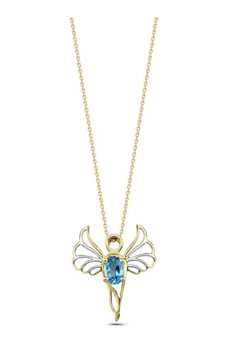 Barış Meleği Mavi Topaz Taşlı Kolye (Mikail)