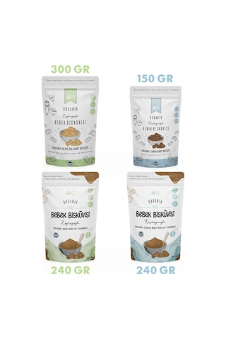 OG natural 4'lü Organik Keçiboynuzlu ve Zeytinyağlı Bebek Bisküvisi ve Bisküvi Tozu Seti +6 Ay